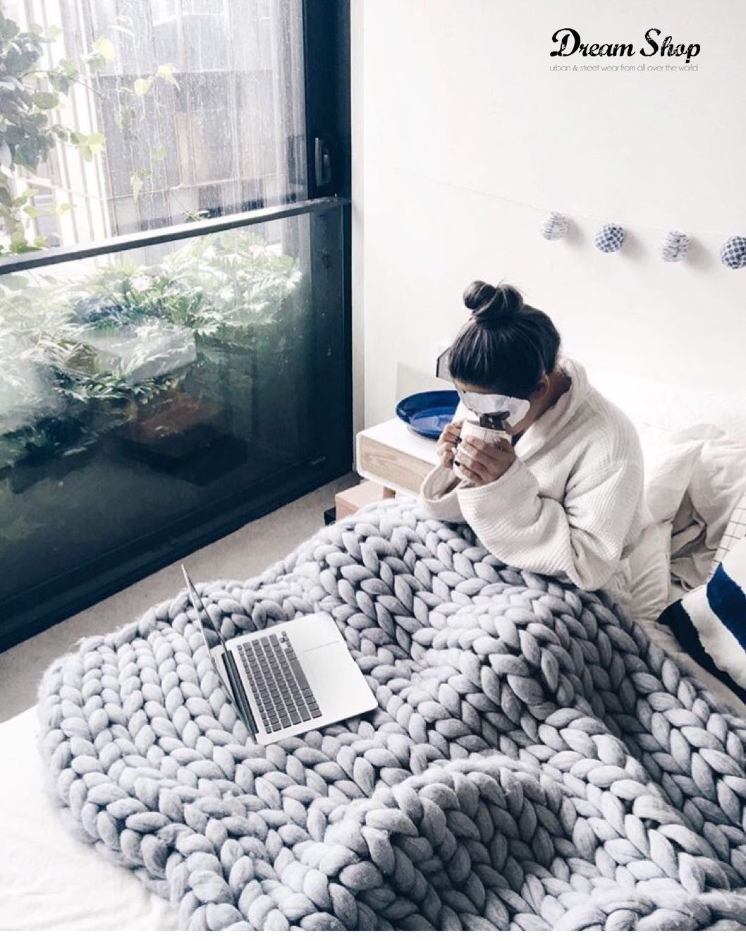 Coperta lana maxi knitt