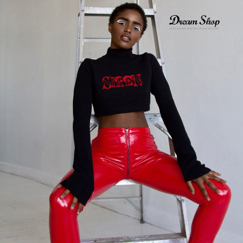 Pantaloni in vinile zipper