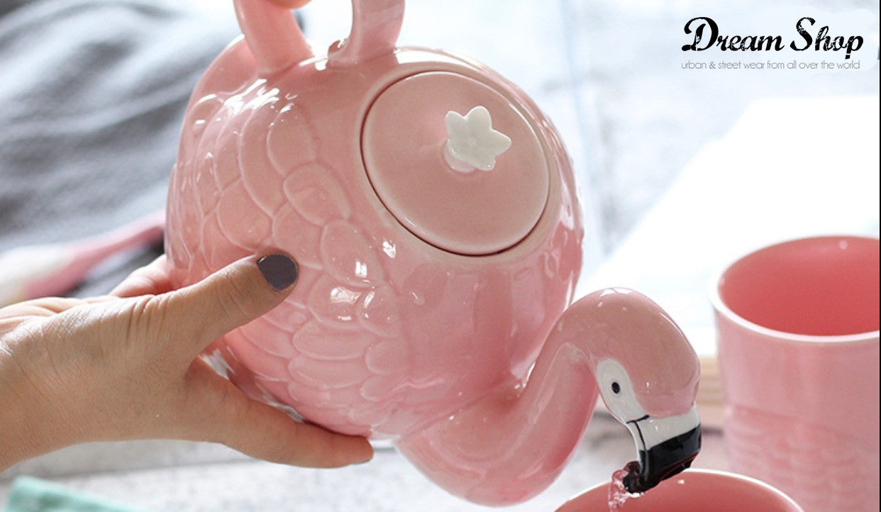 Set teiera e tazza pink flamingo