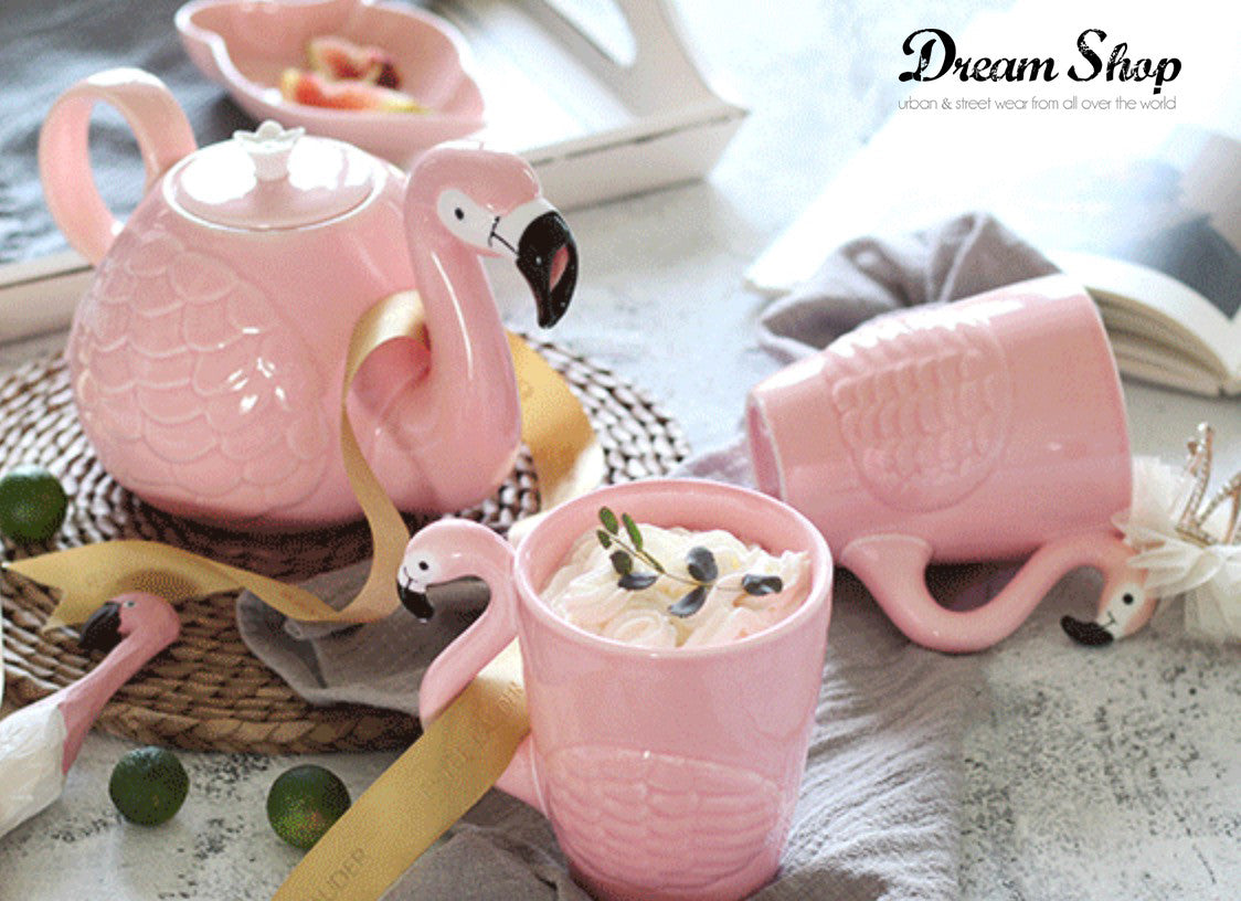Set teiera e tazza pink flamingo