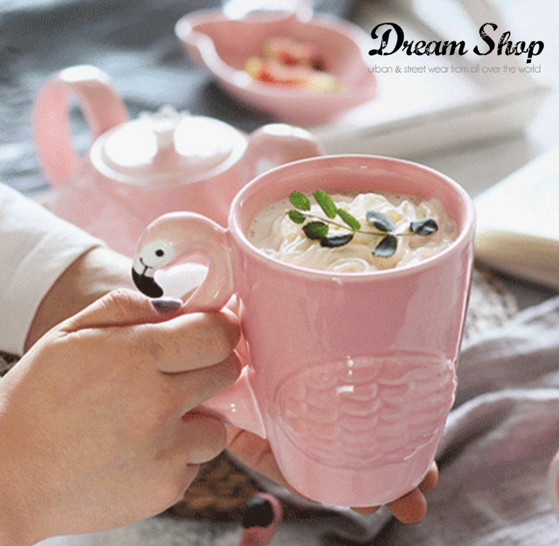 Set teiera e tazza pink flamingo