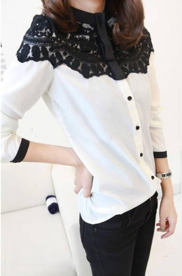 Camicia Bicolor Laced retro con pizzo — Dream Shop