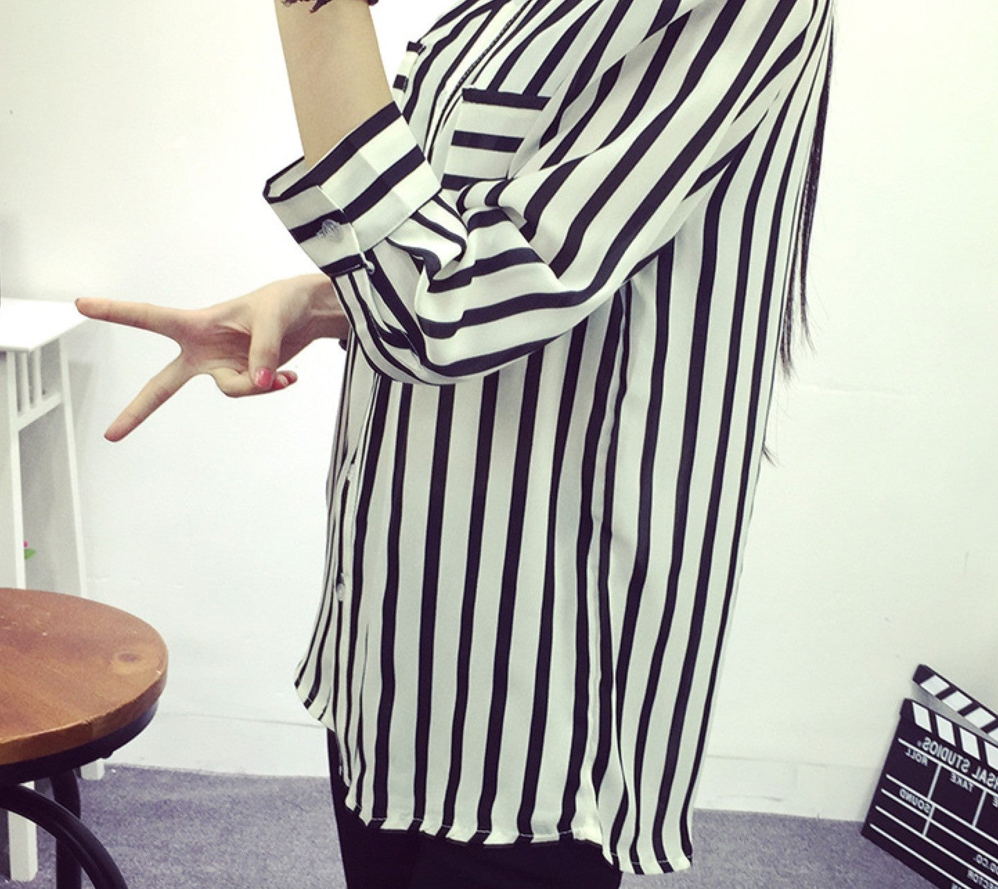 Camicia righe bianco Nero