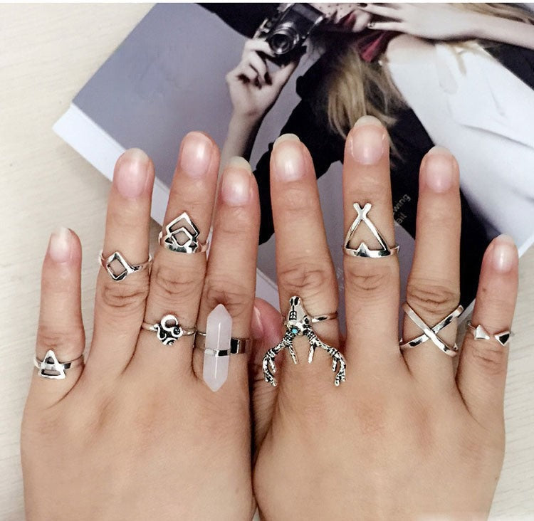 Set anelli Grinni - nove anelli stile boheme | Dream Shop