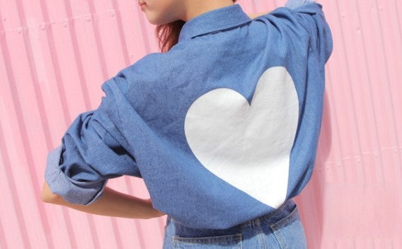 Camicia Heart dettaglio stampa a cuori — Dream Shop