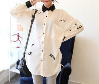 Camicia Mytra con applicazioni e ricami vista frontale — Dream Shop