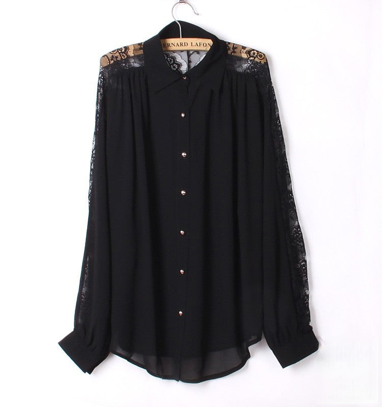 Camicia pizzo Justinne in cotone vista frontale — Dream Shop
