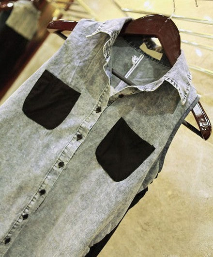 Smanicato in jeans Serena vista frontale — Dream Shop
