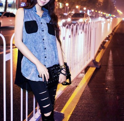 Smanicato in jeans Serena retro — Dream Shop