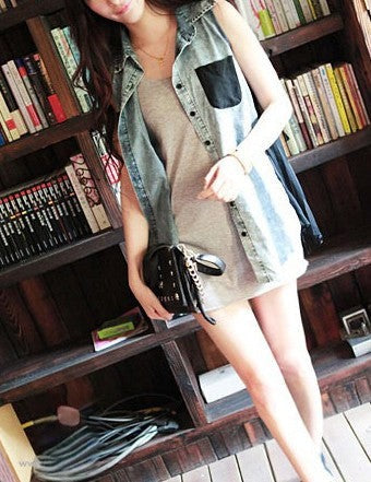 Smanicato in jeans Serena dettaglio denim — Dream Shop