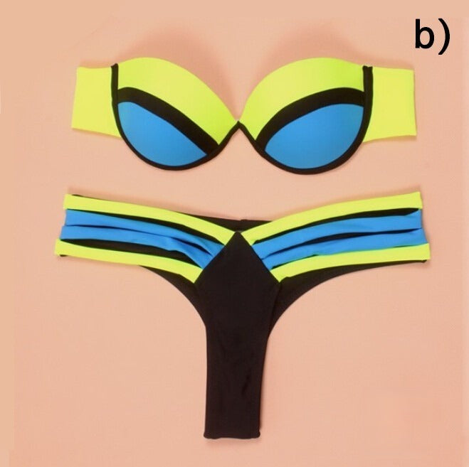 Bikini Fluo Yuri modello B colori fluo vista frontale — Dream Shop