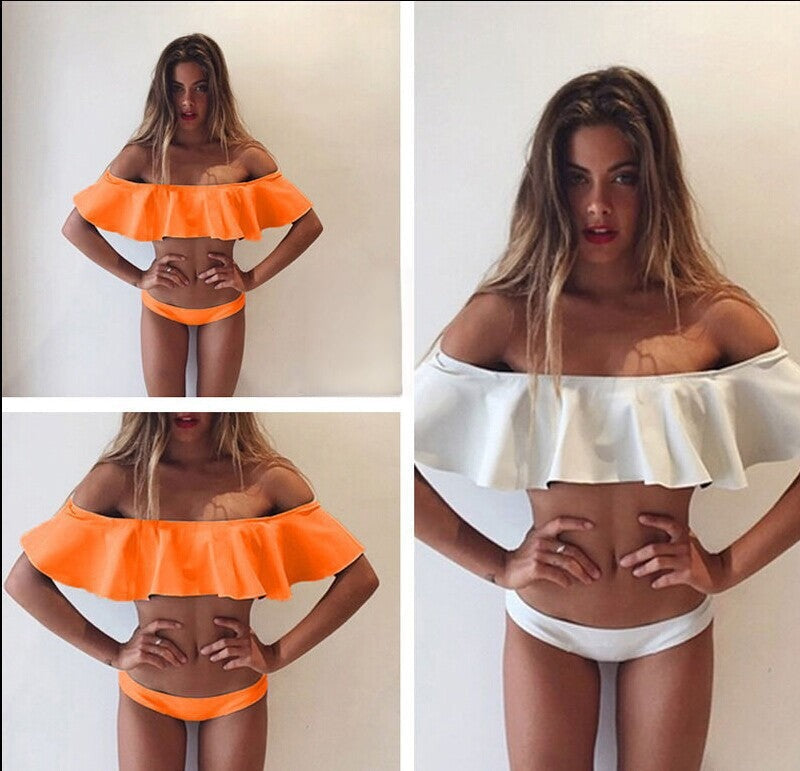 Bikini Rouges Off bianco donna indossato pool party — Dream Shop