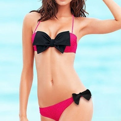 Bikini fascia fiocchetto Fucsia vista frontale | Dream Shop