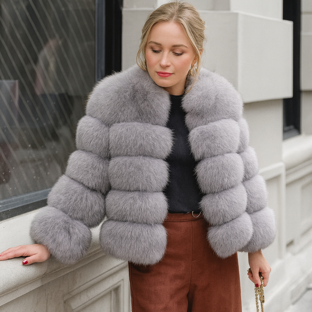 Pelliccia Natural Natalier in eco pelliccia voluminosa con collo alto