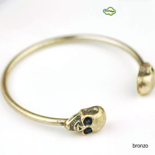 Bracciale Double Skull - versione argento antico | Dream Shop