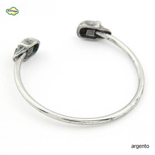 Bracciale Double Skull - indossato look rock | Dream Shop