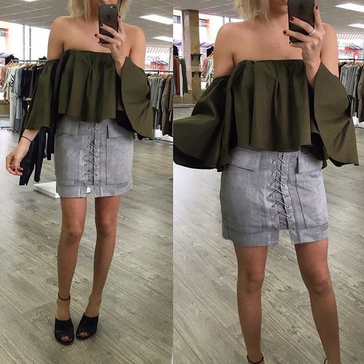 Minigonna camoscio lacci