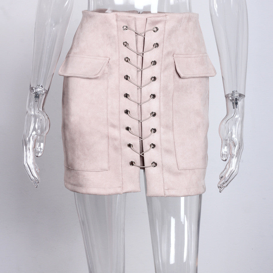 Minigonna camoscio lacci