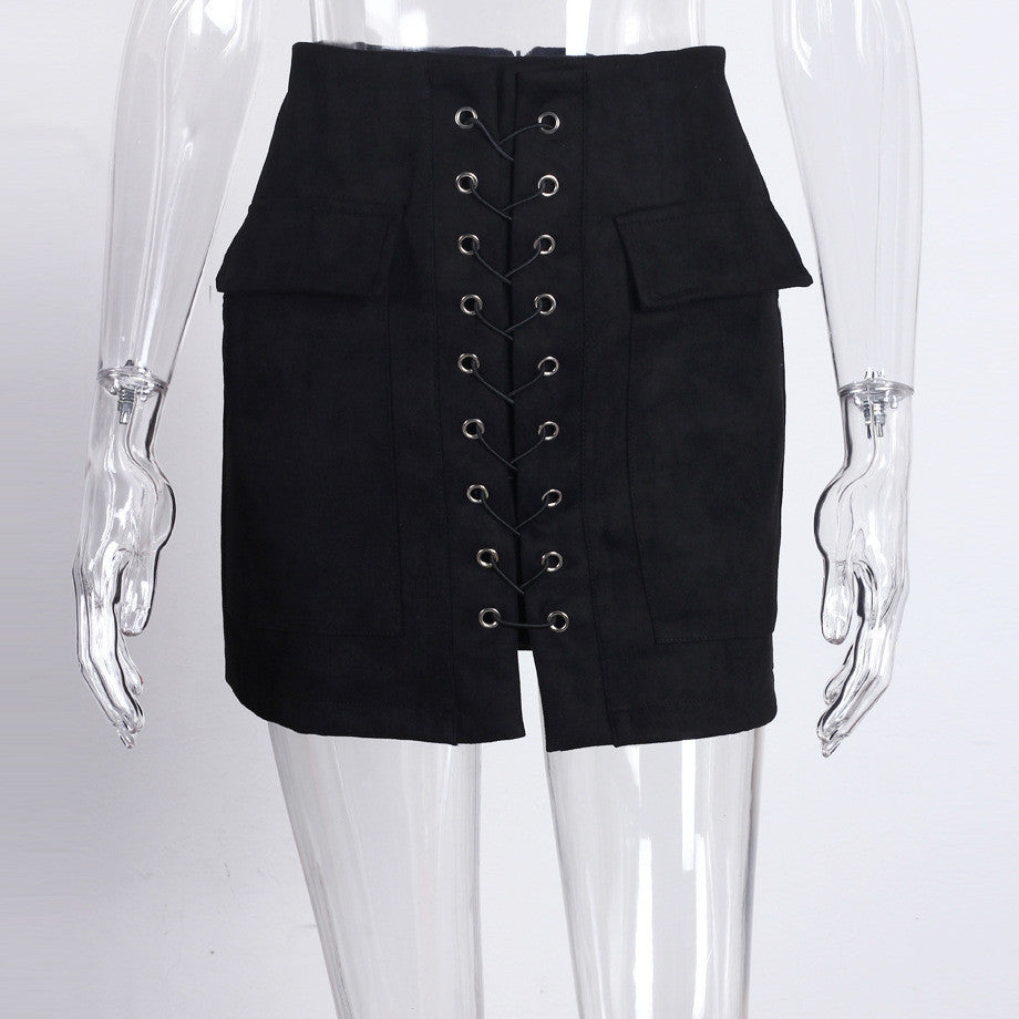 Minigonna camoscio lacci