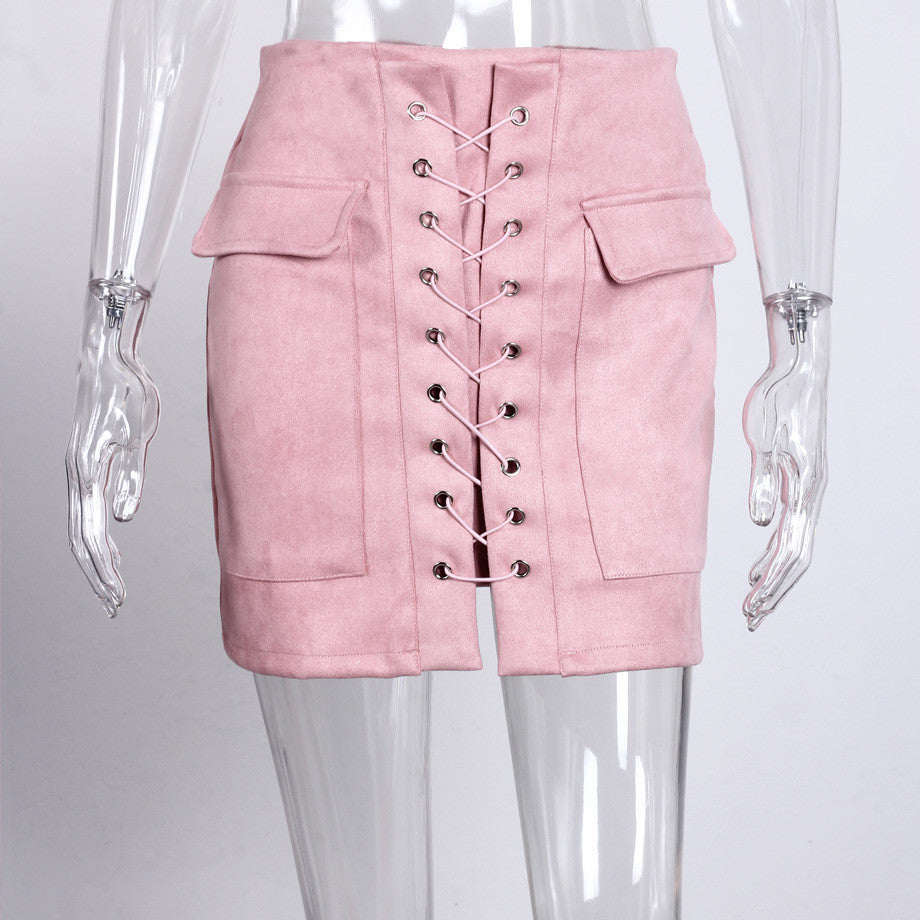 Minigonna camoscio lacci