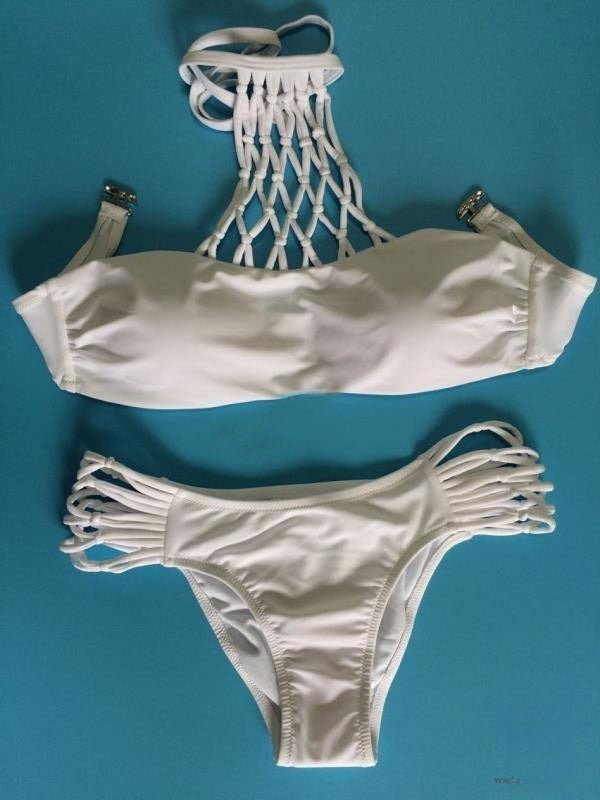 Bikini Klinn nero vista frontale allacciatura collo — Dream Shop