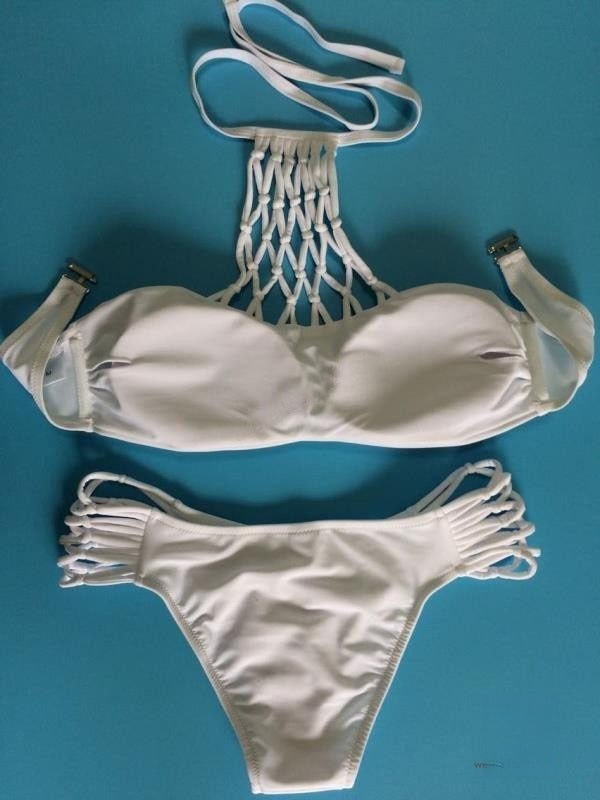 Bikini Klinn bianco dettaglio lacci laterali slip — Dream Shop
