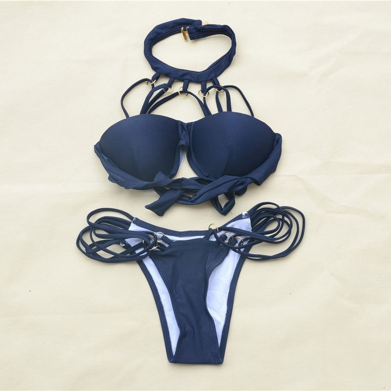 Bikini Patrizia bianco dettaglio lacci annodati al collo — Dream Shop