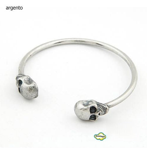 Bracciale Double Skull Bronzo vista laterale | Dream Shop
