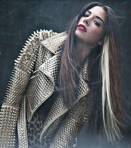 Giacca ecopelle silver studs