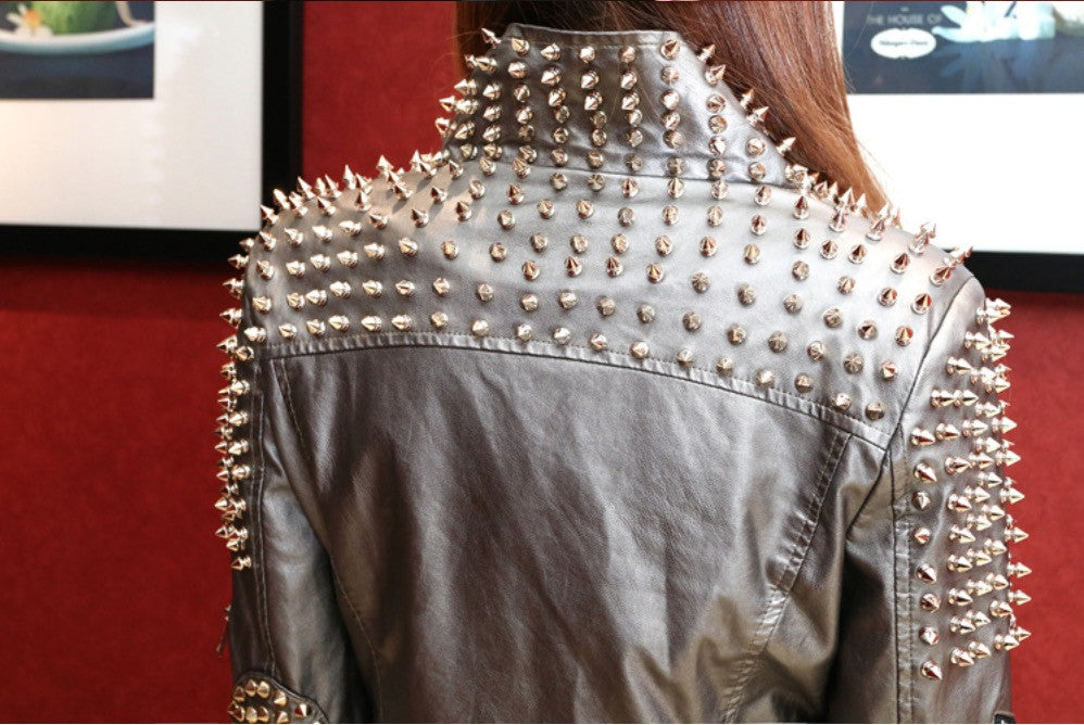 Giacca ecopelle silver studs