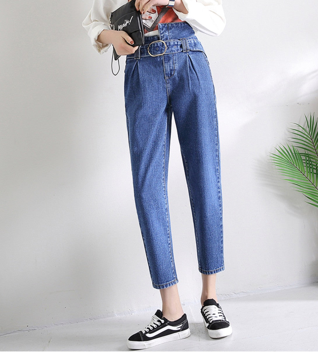 Jeans a vita alta asimmetrik