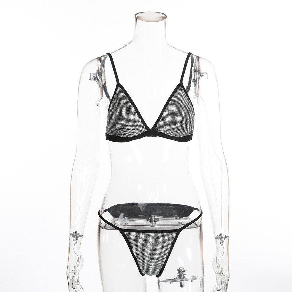 Bikini strass gold silver