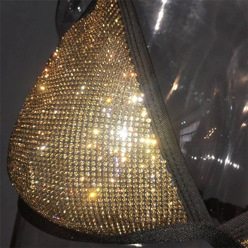 Bikini strass gold silver