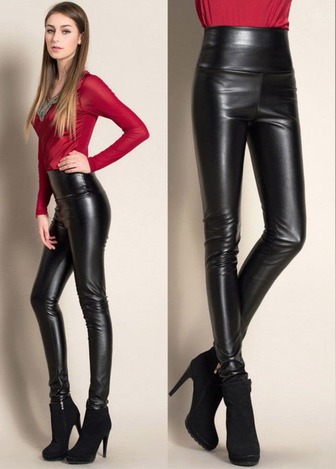 Leggings ecopelle colorati vita alta