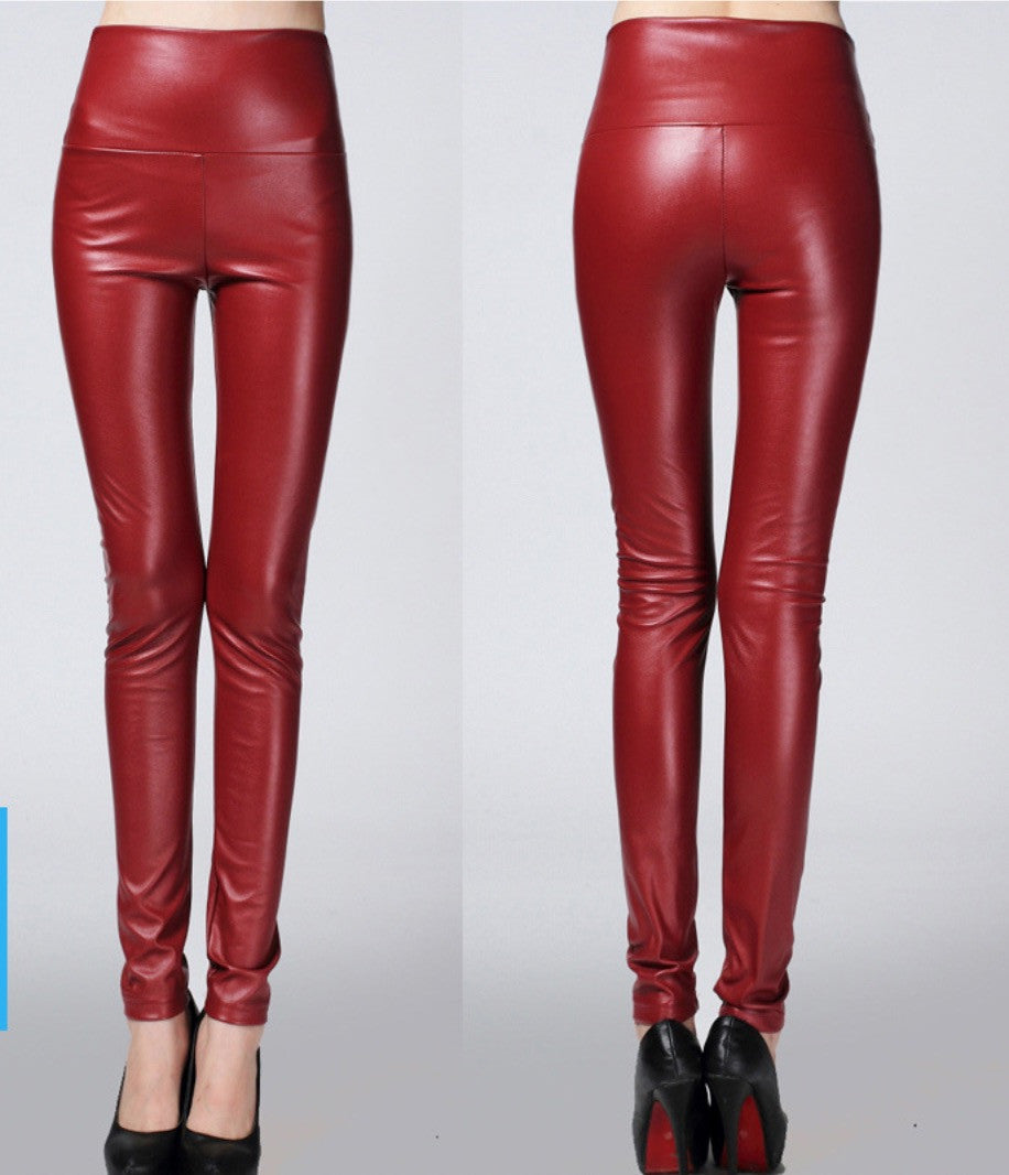 Leggings ecopelle colorati vita alta