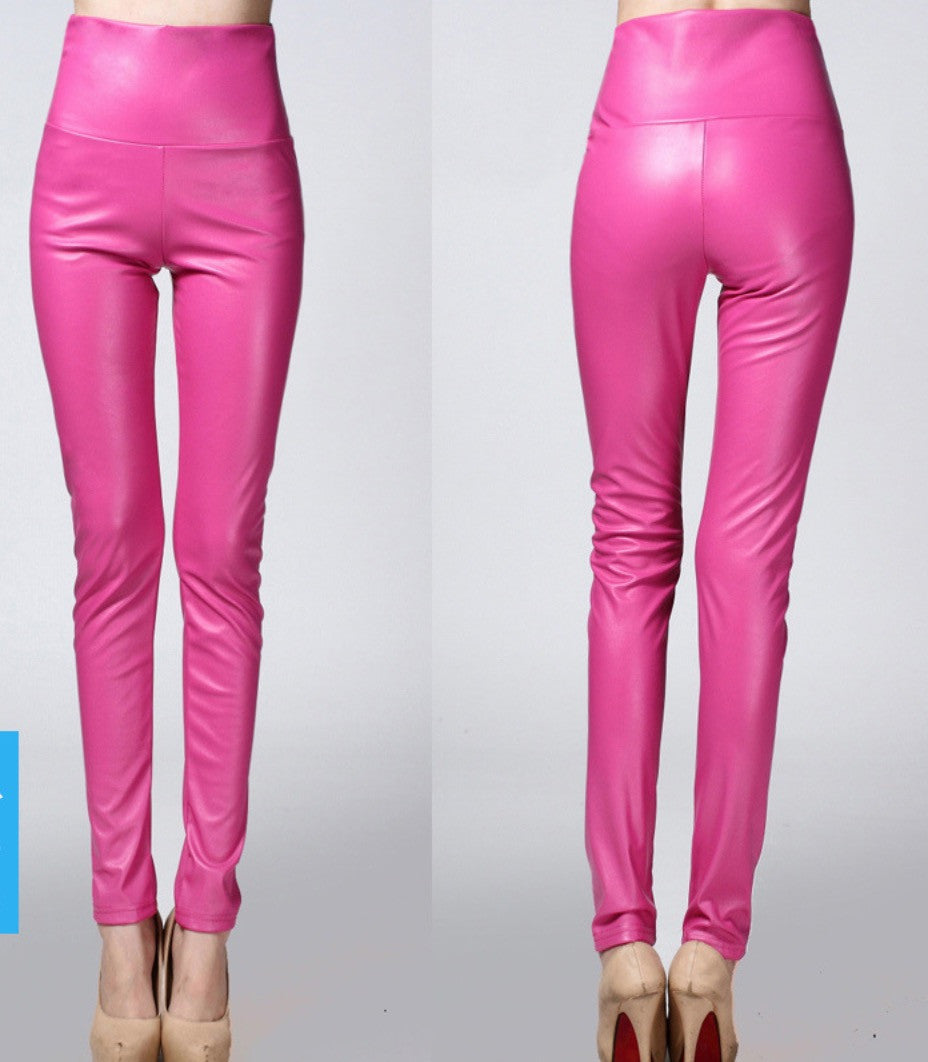 Leggings ecopelle colorati vita alta