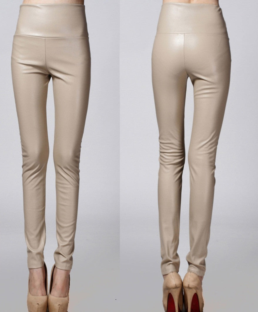 Leggings ecopelle colorati vita alta