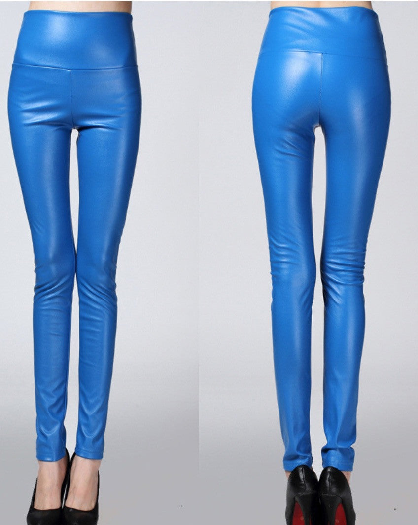 Leggings ecopelle colorati vita alta