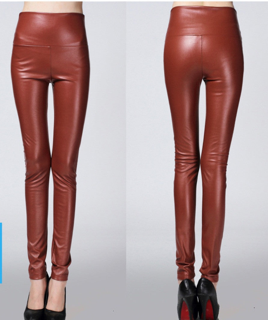 Leggings ecopelle colorati vita alta