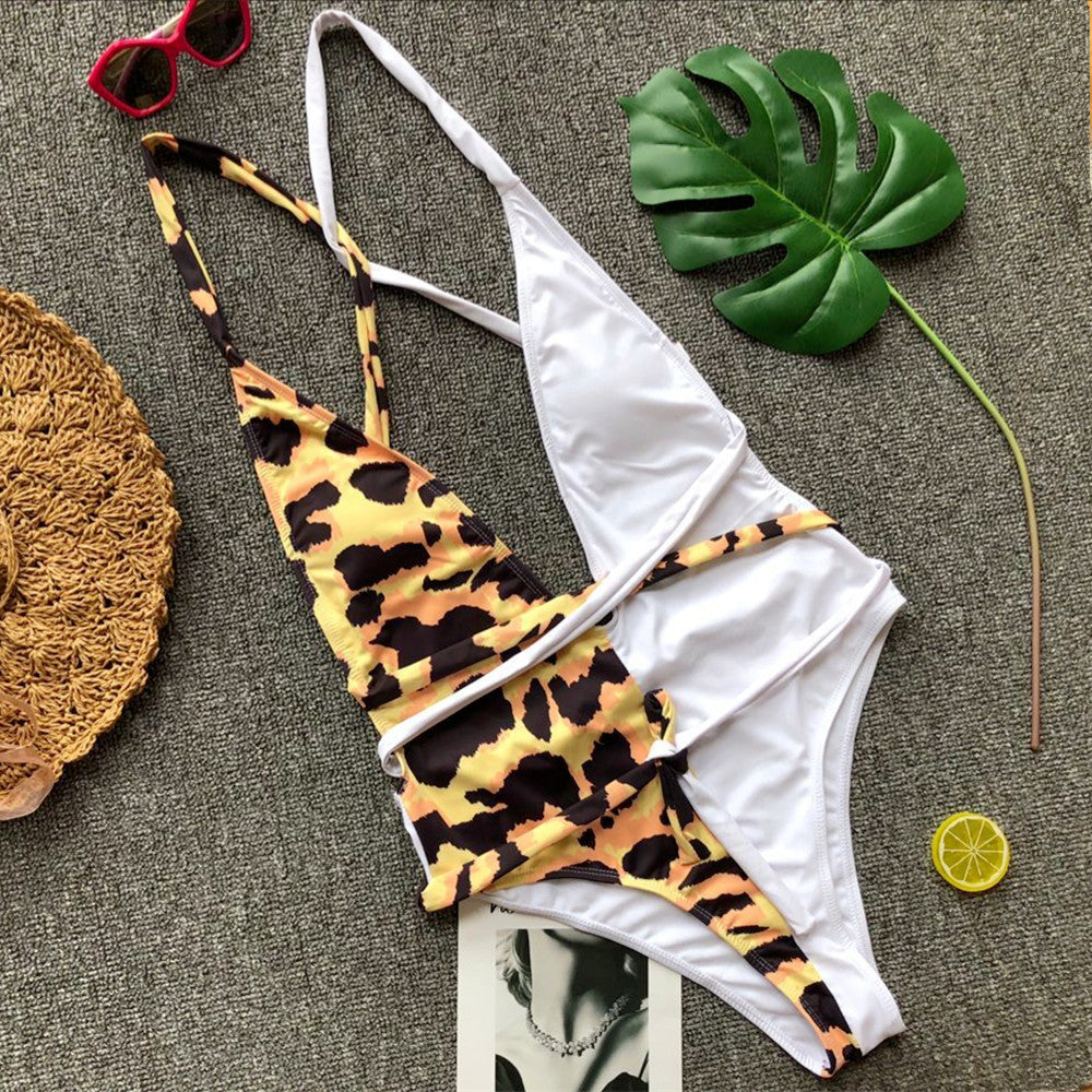 Monokini leopard ghil bicolor