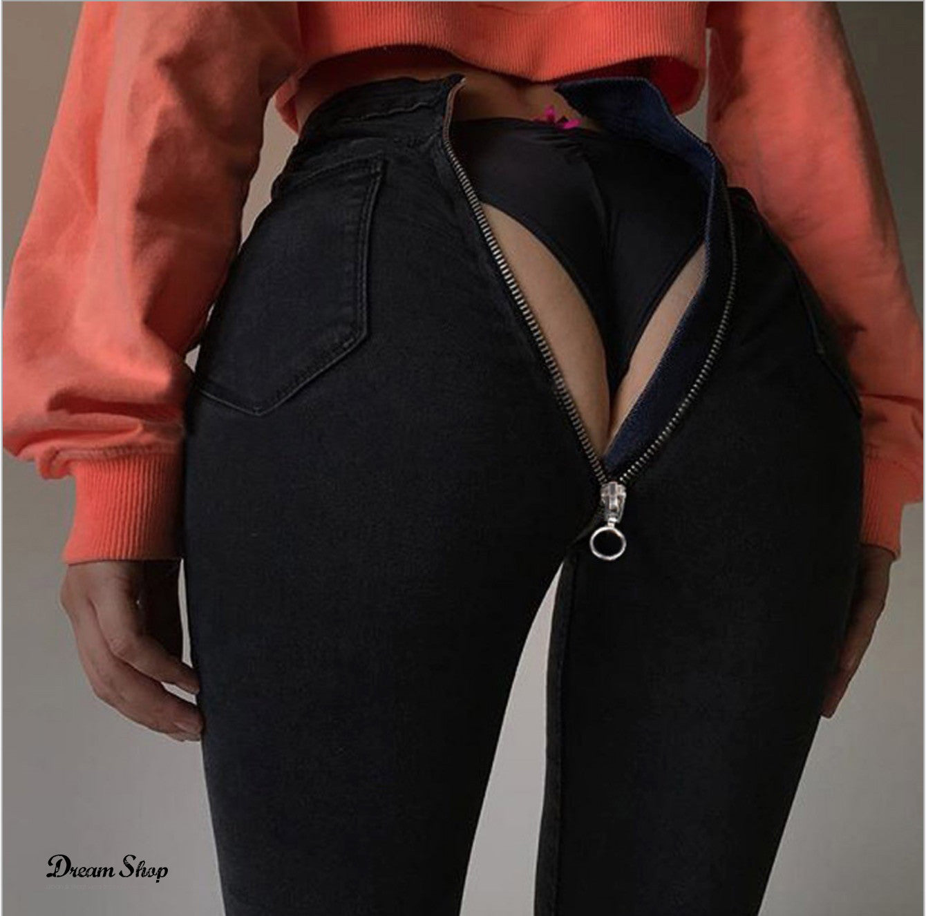 Jeans stretch back zipper