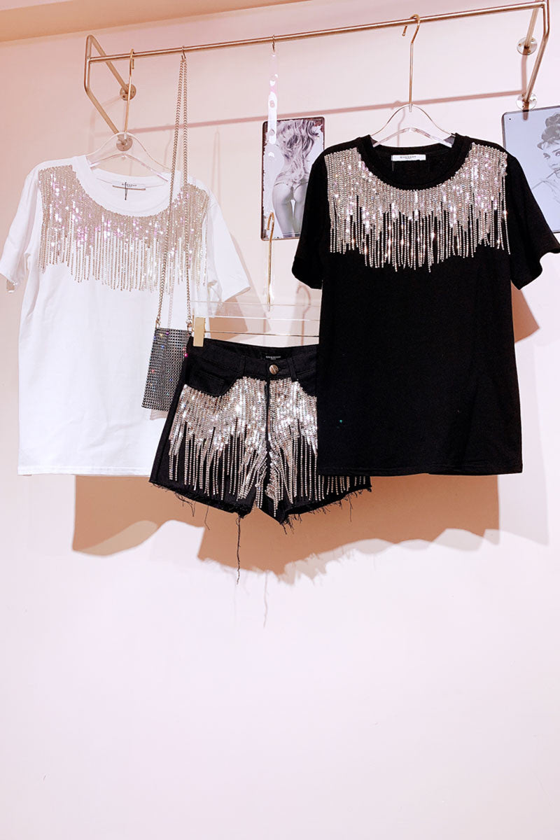 Shorts sequin fringe