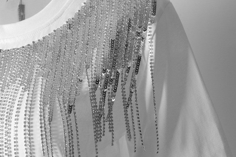 T-shirt sequin fringe