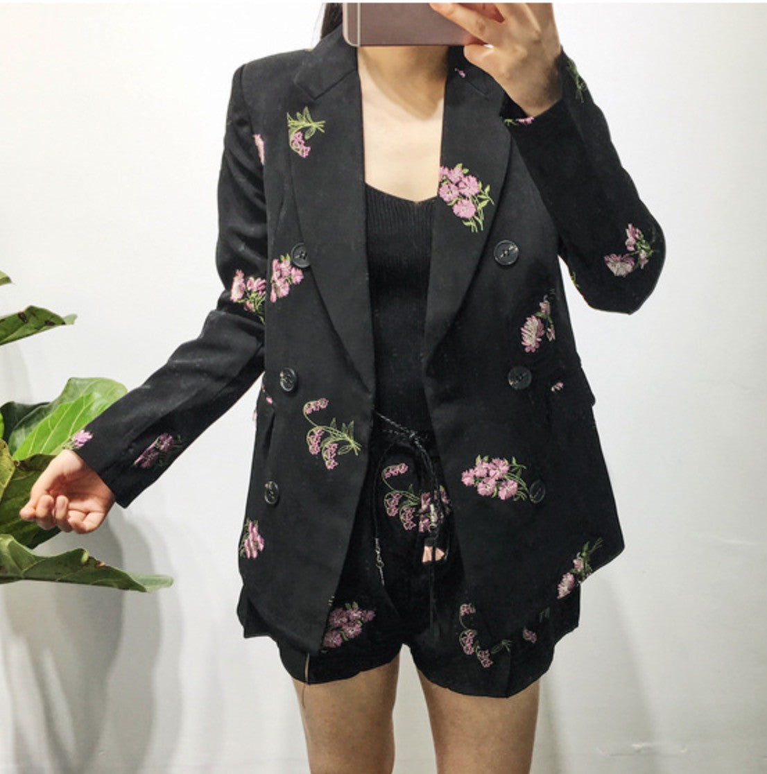 Completo blazer shorts fiori