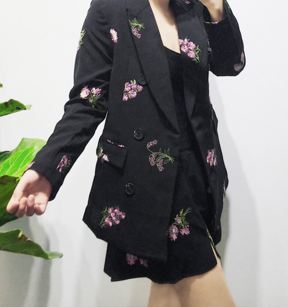 Completo blazer shorts fiori