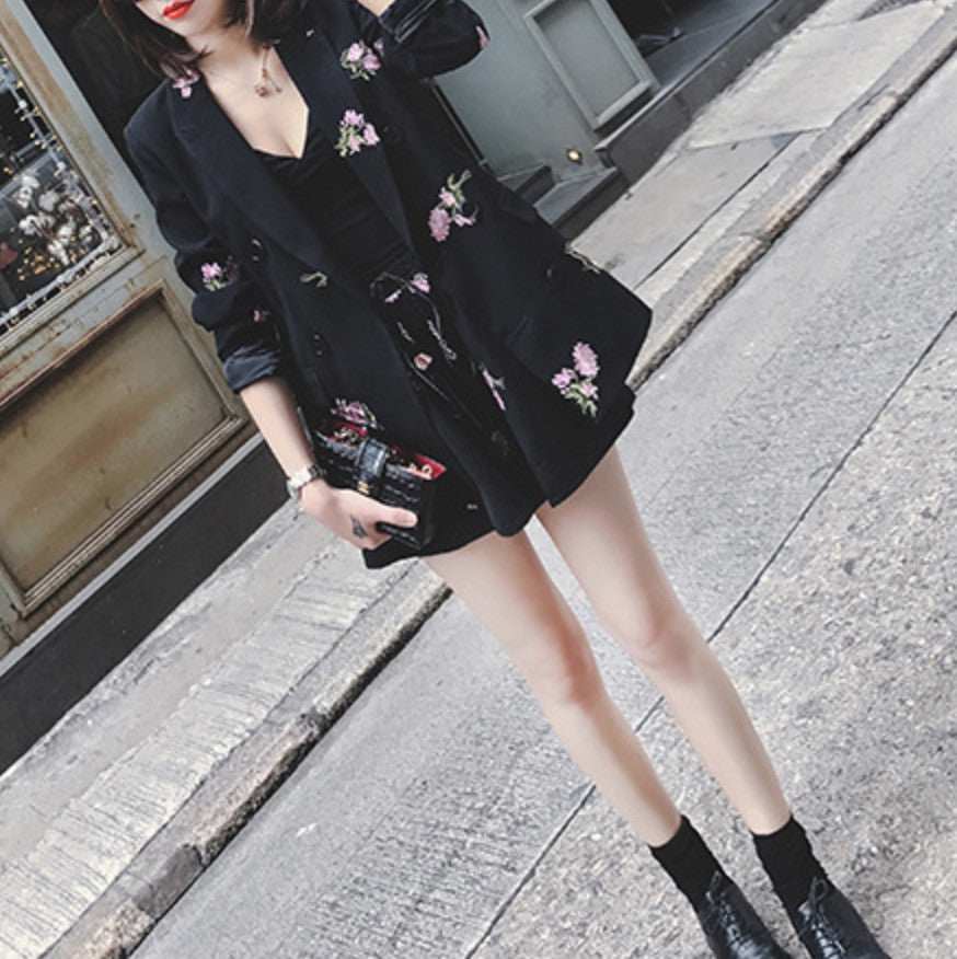 Completo blazer shorts fiori