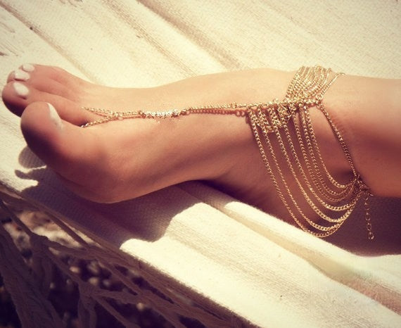 Cavigliera Marrakech oro con anello da dito Dream Shop