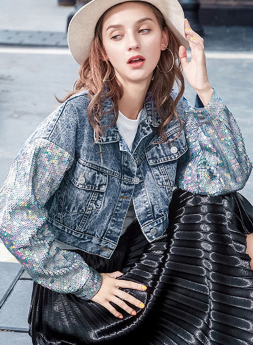 Giubbino denim unicorn