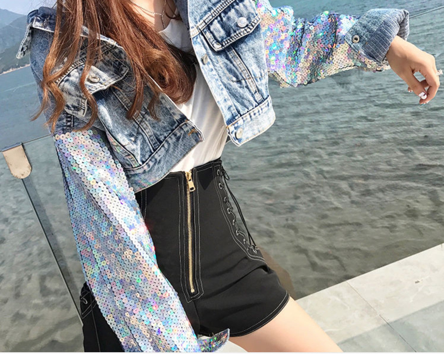 Giubbino denim unicorn