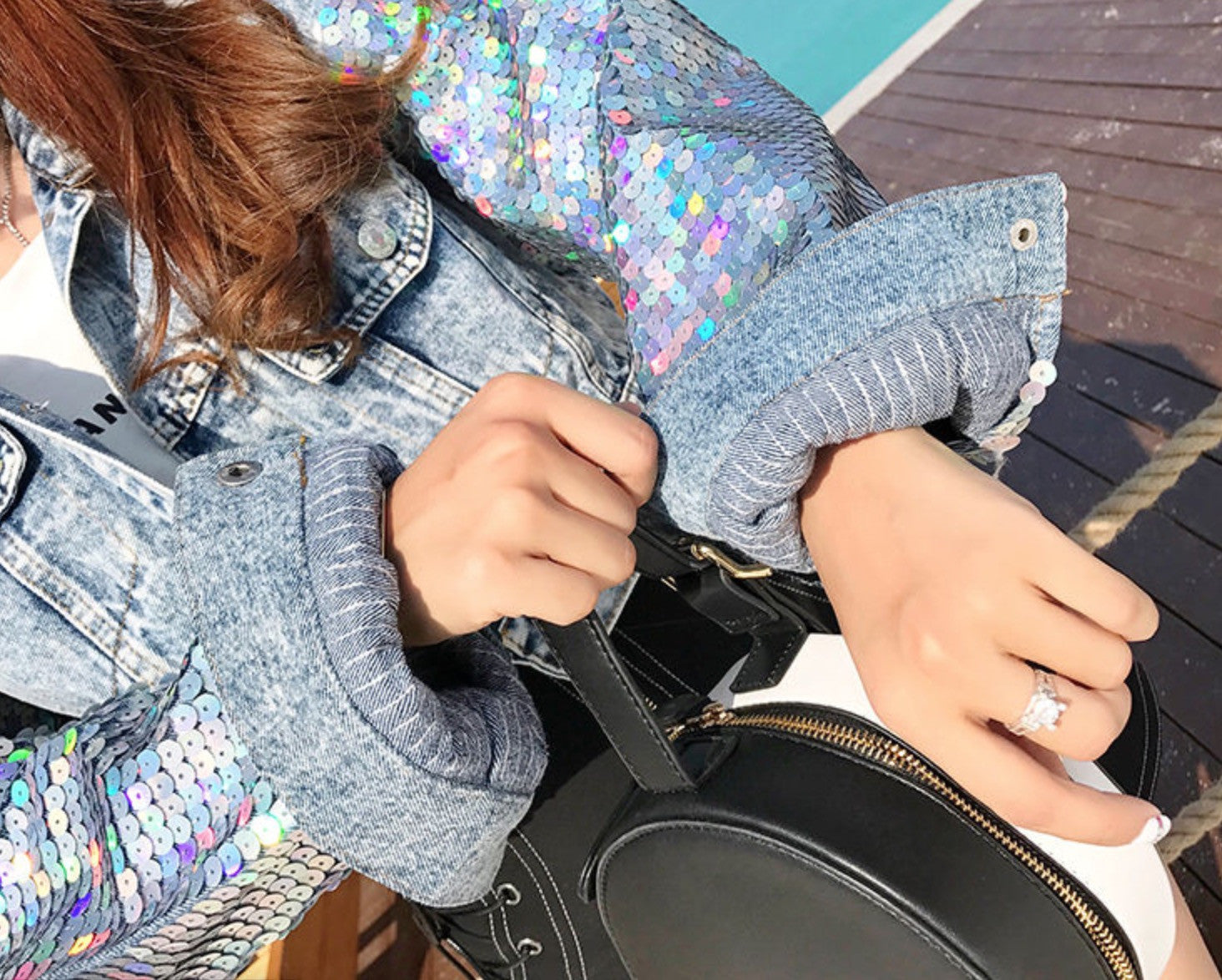 Giubbino denim unicorn